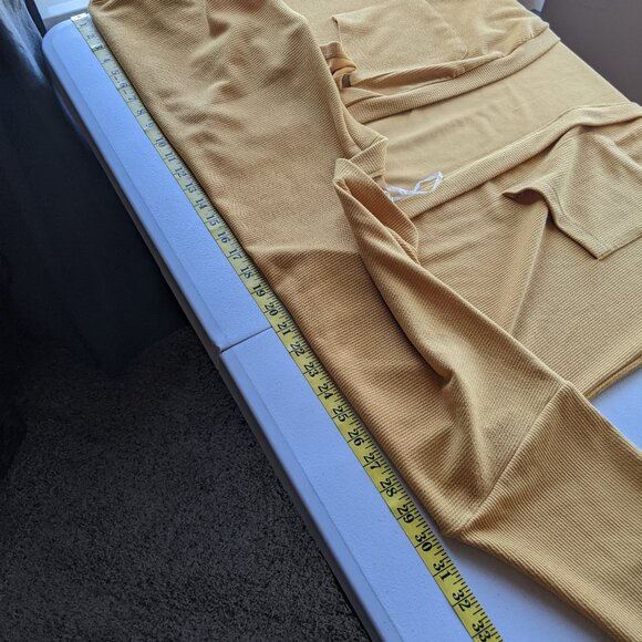 Ivoire golden yellow long jacket with front pockets, Extra Large - Picture 6 of 10